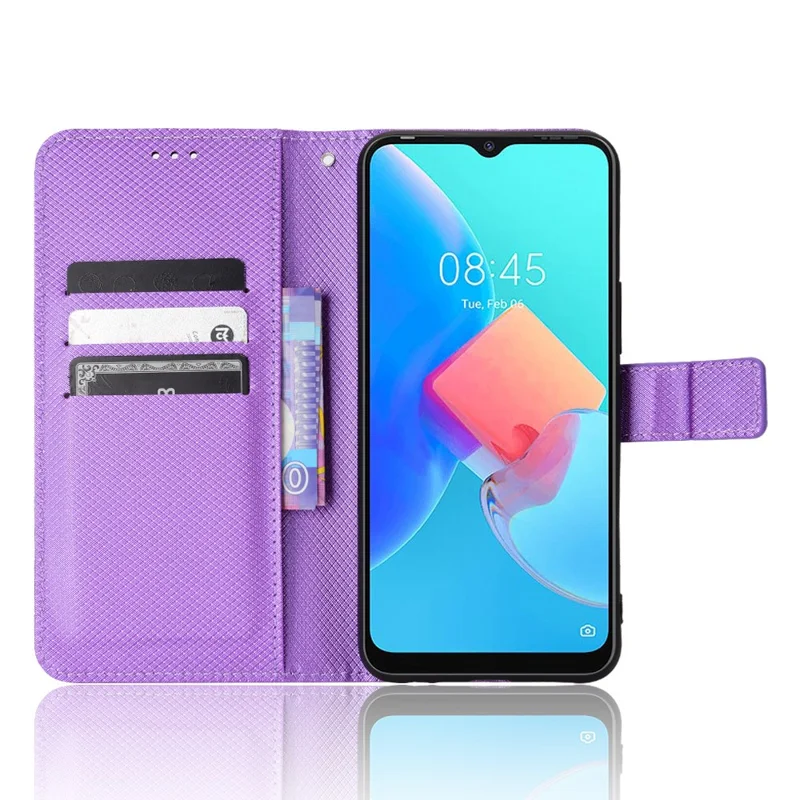 For TECNO Spark 8C 4G / Spark Go 2022 KG5 Diamond Texture Wallet Phone Case Stand PU Leather Phone Cover - Purple