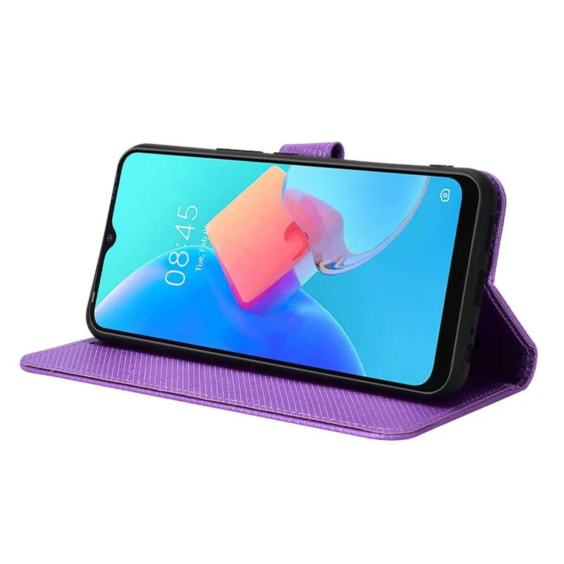 For TECNO Spark 8C 4G / Spark Go 2022 KG5 Diamond Texture Wallet Phone Case Stand PU Leather Phone Cover - Purple
