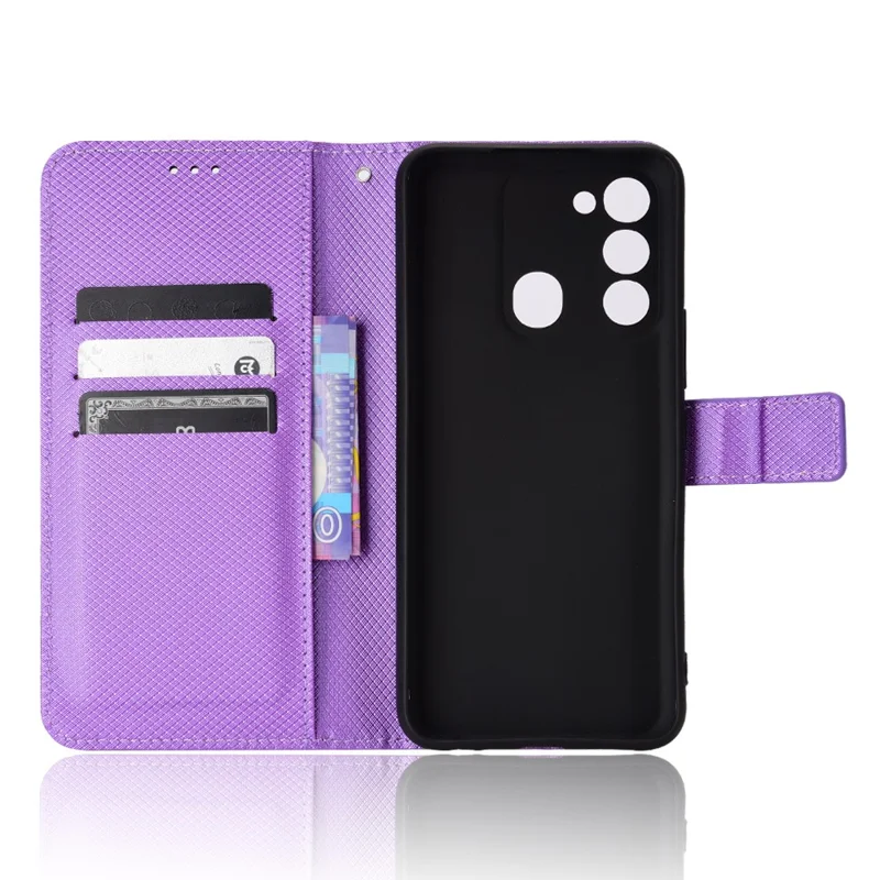 For TECNO Spark 8C 4G / Spark Go 2022 KG5 Diamond Texture Wallet Phone Case Stand PU Leather Phone Cover - Purple