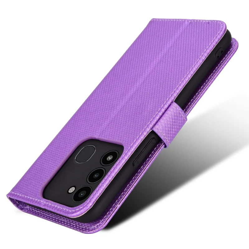 For TECNO Spark 8C 4G / Spark Go 2022 KG5 Diamond Texture Wallet Phone Case Stand PU Leather Phone Cover - Purple