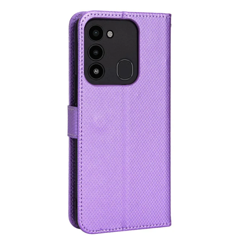 For TECNO Spark 8C 4G / Spark Go 2022 KG5 Diamond Texture Wallet Phone Case Stand PU Leather Phone Cover - Purple