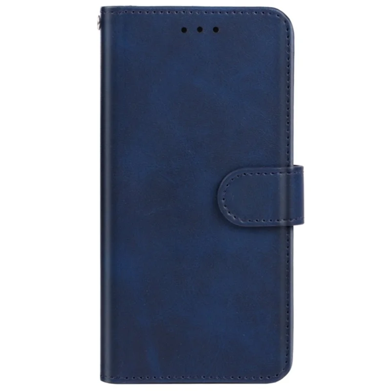For TECNO Pop 5 LTE 4G Phone Leather Case Calf Texture Wallet Stand Cell Phone Cover with Strap - Blue