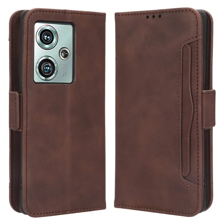 For ZTE nubia Z50 PU Leather Case Stand Wallet Multiple Card Holder Phone Flip Cover - Brown