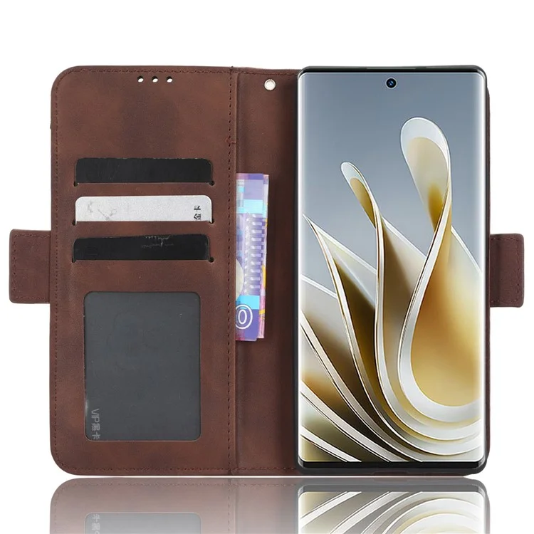 For ZTE nubia Z50 PU Leather Case Stand Wallet Multiple Card Holder Phone Flip Cover - Brown