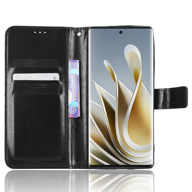 Phone Leather Case for ZTE nubia Z50 Crazy Horse Texture Wallet Stand Phone Cover - Black