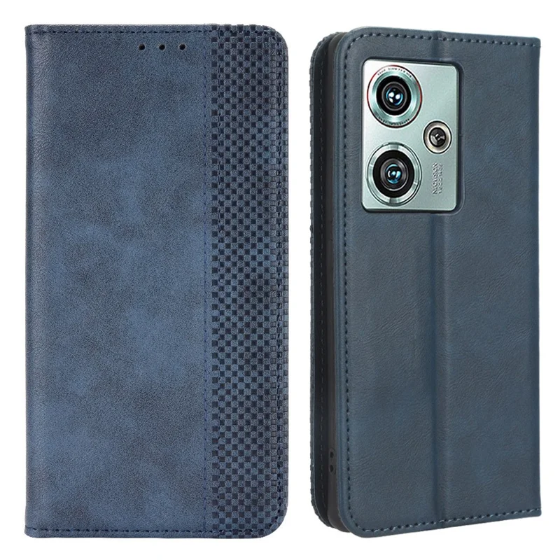 Para ZTE nubia Z50 Vintage PU Leather Phone Case Wallet Stand Magnetic Clasp Shockproof Cover - Azul