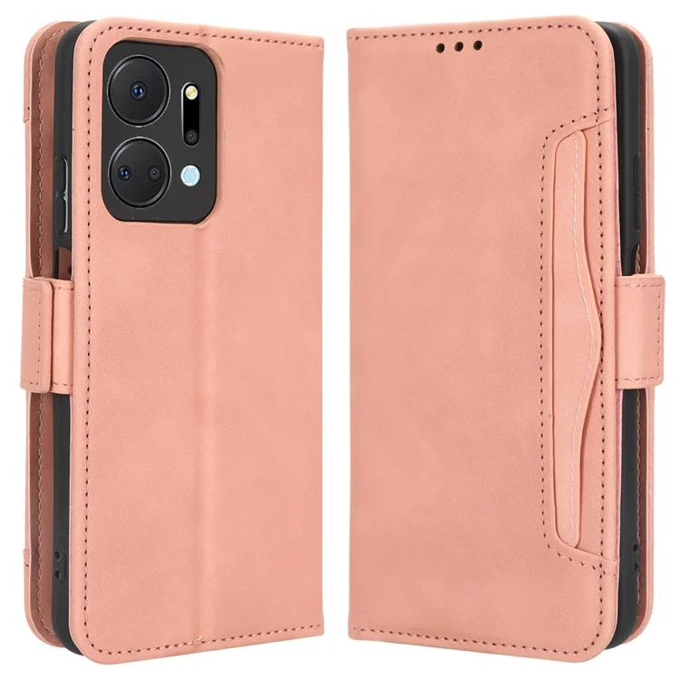 Per Honor X7a 5G / Play7T 5G Custodia Portafoglio per Telefono Vari Slot per Schede Supporto Protettivo Flip Custodia in Pelle - Rosa