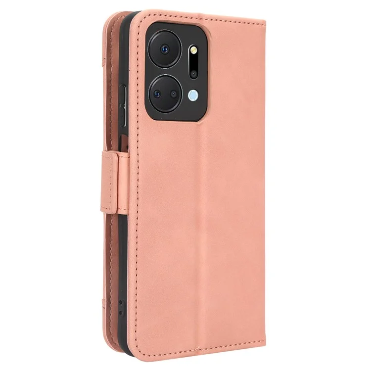 Per Honor X7a 5G / Play7T 5G Custodia Portafoglio per Telefono Vari Slot per Schede Supporto Protettivo Flip Custodia in Pelle - Rosa
