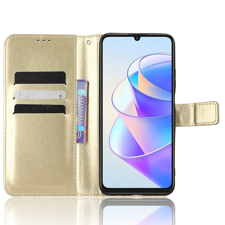 Чехол-кошелек из искусственной кожи для Honor X7a 5G / Play7T 5G, фактура "диких лошадей", подставка для мобильного телефона - золотой