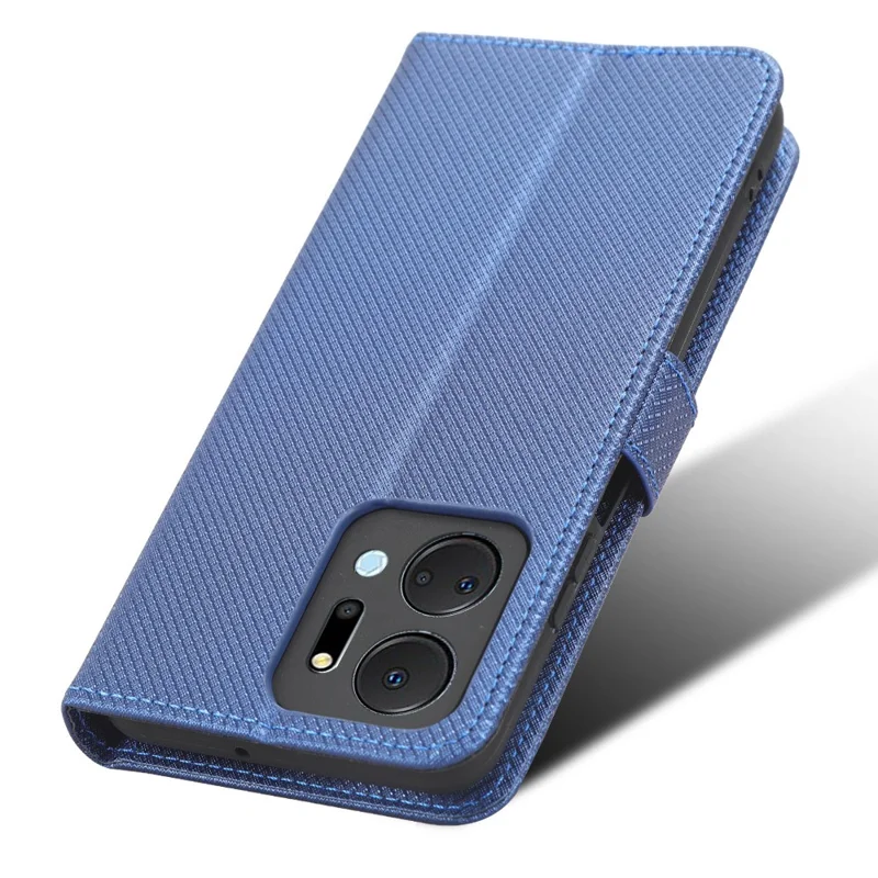 Capa em Pele PU para Honor X7a 5G / Play7T 5G, Textura Diamante, Carteira com Suporte, Capa para Telemóvel - Azul
