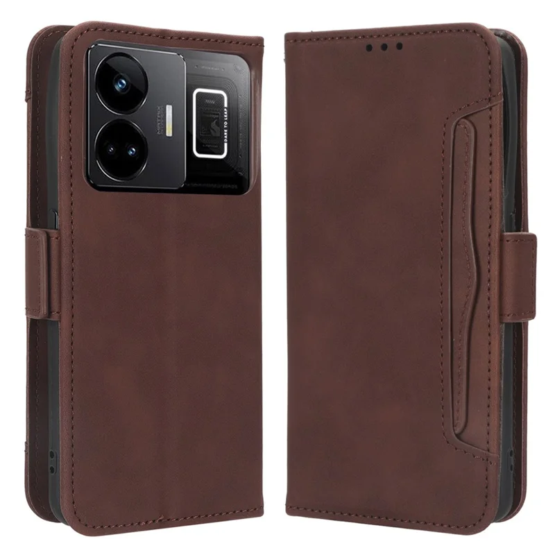 For Realme GT Neo 5 5G / Neo 5 240W 5G / Realme GT3 5G Wallet Phone Leather Case Multiple Card Slots Stand Cell Phone Cover - Brown
