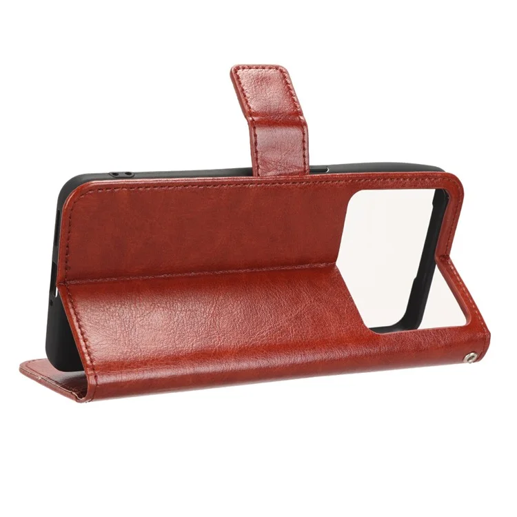 Для Realme GT Neo 5 5G / Neo 5 240W 5G / Realme GT3 5G Crazy Horse Texture Phone Case Leather Wallet Phone Stand Cover - Brown