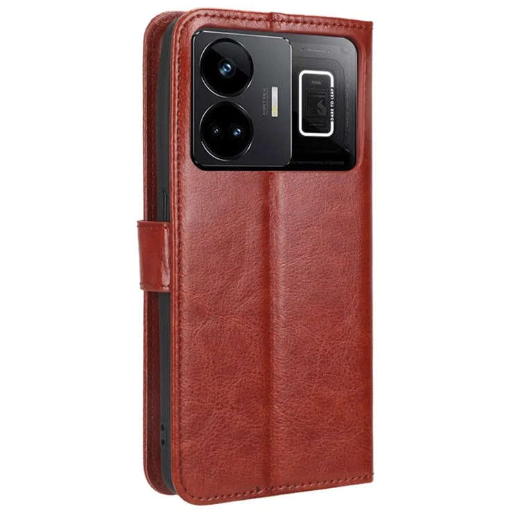 Для Realme GT Neo 5 5G / Neo 5 240W 5G / Realme GT3 5G Crazy Horse Texture Phone Case Leather Wallet Phone Stand Cover - Brown
