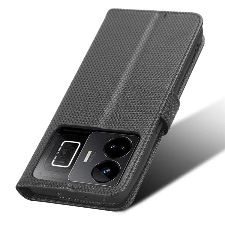Чехол-бумажник для Realme GT Neo 5 5G / Neo 5 240W 5G / Realme GT3 5G с алмазной текстурой и подставкой - Черный