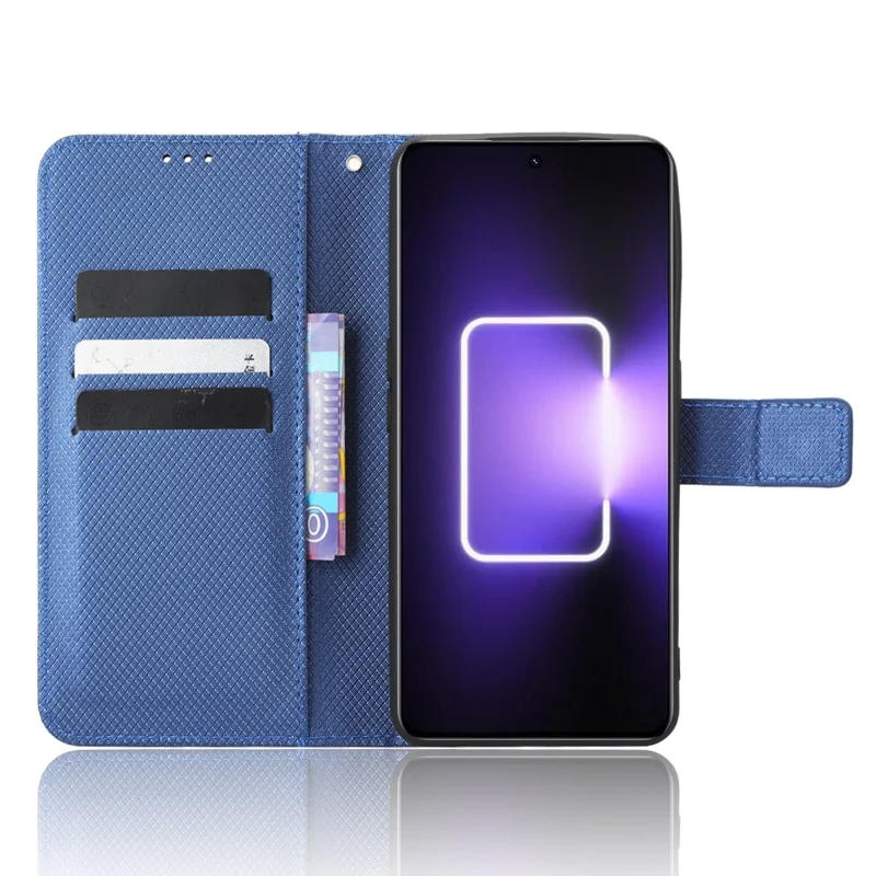 جراب واقٍ من الجلد الصناعي لهاتف Realme GT Neo 5 5G / Neo 5 240W 5G / Realme GT3 5G مع حامل وتصميم ماسي - أزرق