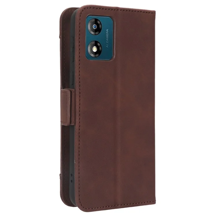 Per Motorola Moto E13 4G Phone Wallet Case Stand Multiple Card Slots PU Leather Phone Cover - Brown