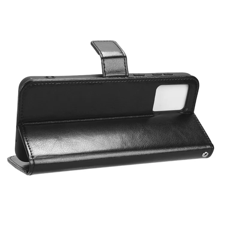 Pour Motorola Moto E13 4G Phone Stand Case PU Leather Crazy Horse Texture Wallet Phone Cover - Noir