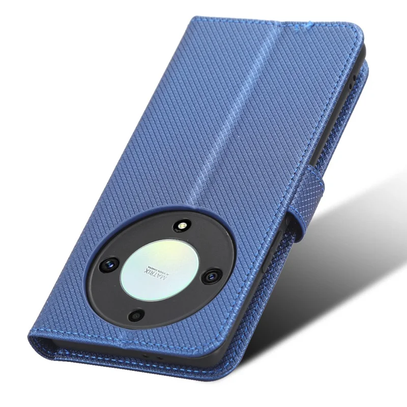 PU Leather Wallet Case for Honor X9a 5G / X40 5G / Magic5 Lite 5G Diamond Texture Stand Cover - Blue