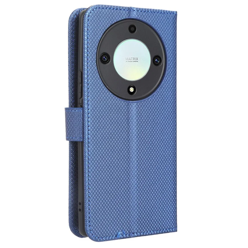 PU Leather Wallet Case for Honor X9a 5G / X40 5G / Magic5 Lite 5G Diamond Texture Stand Cover - Blue