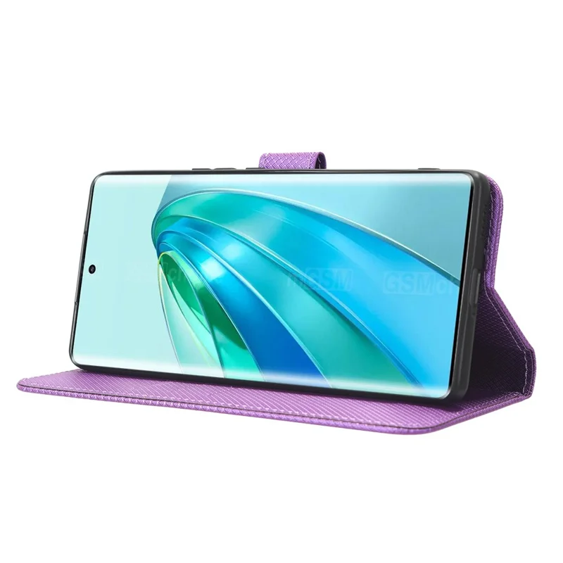 PU Leather Wallet Case for Honor X9a 5G / X40 5G / Magic5 Lite 5G Diamond Texture Stand Cover - Purple