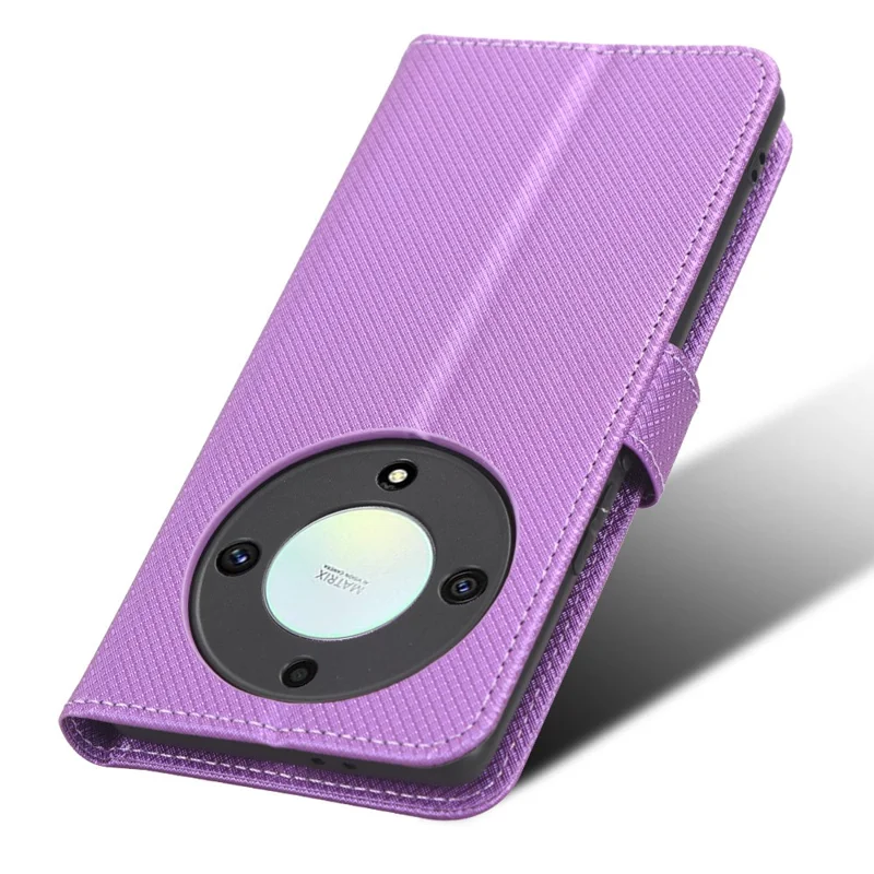 PU Leather Wallet Case for Honor X9a 5G / X40 5G / Magic5 Lite 5G Diamond Texture Stand Cover - Purple