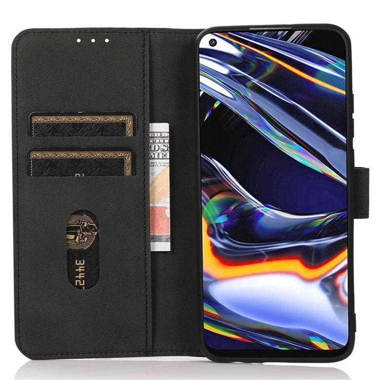 KHAZNEH Pour Xiaomi Redmi 12C 4G / 11A 4G Étui de protection en cuir Flip Texturé Anti-rayures Coque de protection Portefeuille avec Support - Noir