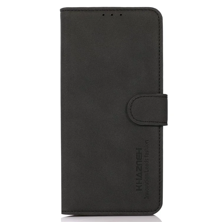 KHAZNEH Pour Xiaomi Redmi 12C 4G / 11A 4G Étui de protection en cuir Flip Texturé Anti-rayures Coque de protection Portefeuille avec Support - Noir