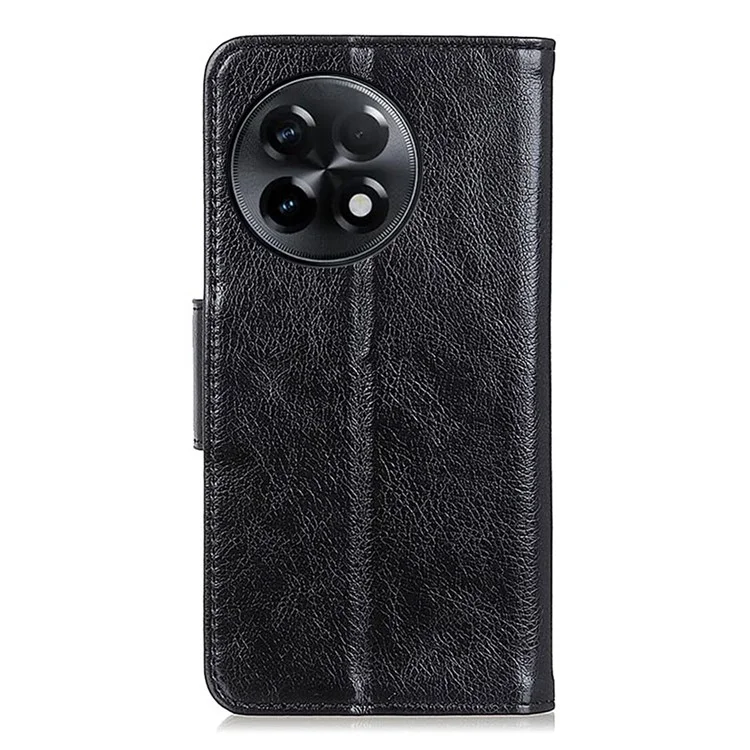 Shockproof Phone Case For OnePlus Ace 2 5G / 11R 5G Split Leather Nappa Texture Flip Wallet Stand Cell Phone Cover - Black