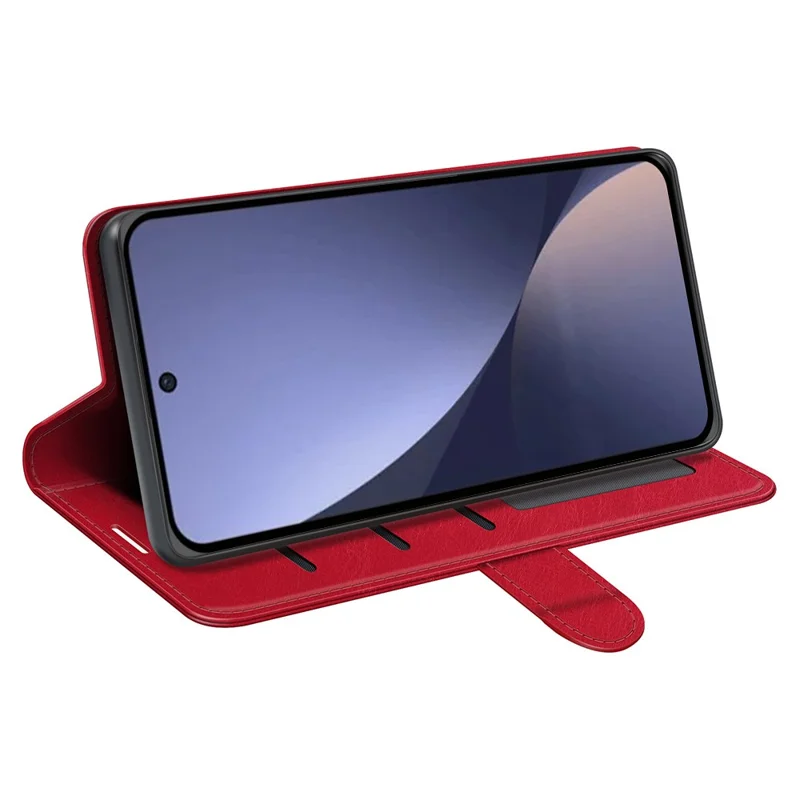 For Xiaomi 13 5G Phone Case Crazy Horse Texture Leather Flip Stand Wallet Shockproof Cell Phone Cover - Red