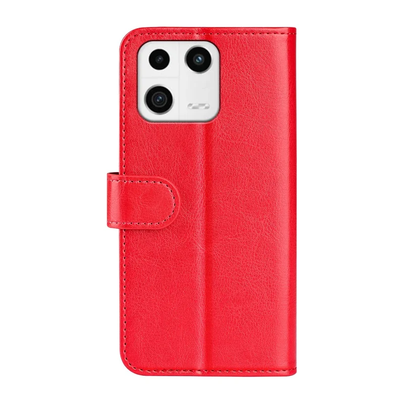 For Xiaomi 13 5G Phone Case Crazy Horse Texture Leather Flip Stand Wallet Shockproof Cell Phone Cover - Red
