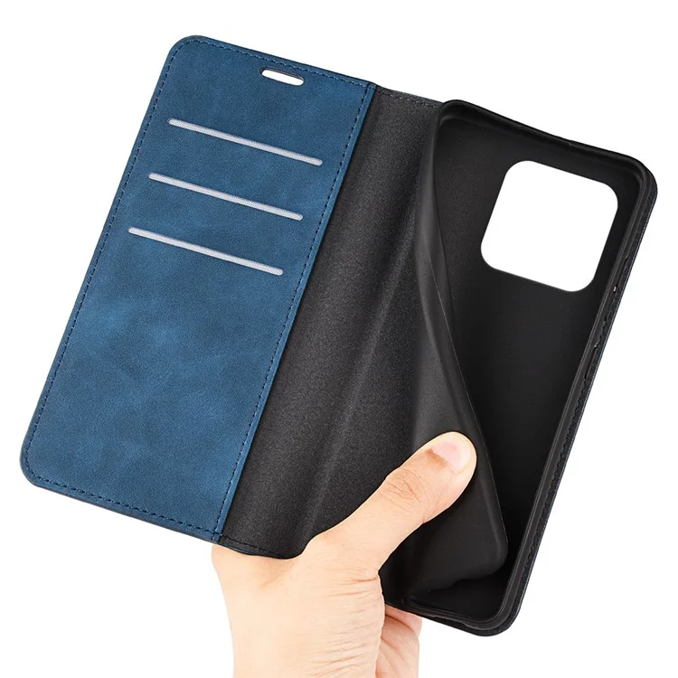 Para Xiaomi 13 5G Capa de telefone com absorção magnética automática, suporte de carteira, pele amigável e anti-queda - Azul