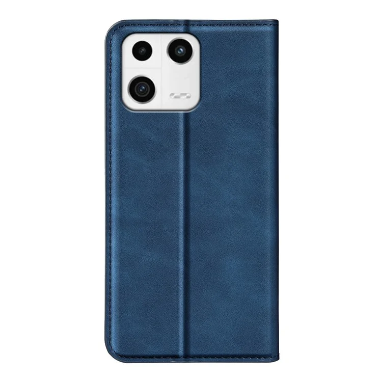 Para Xiaomi 13 5G Capa de telefone com absorção magnética automática, suporte de carteira, pele amigável e anti-queda - Azul