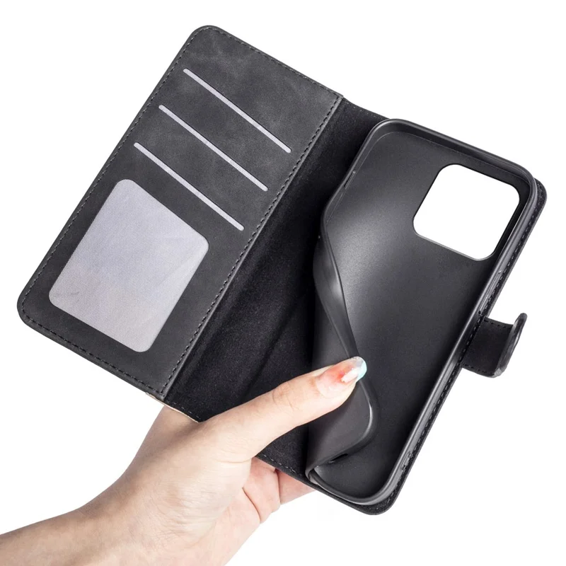 Protective Phone Case For Xiaomi 13 5G , Dual Color Splicing Flip Leather Wallet Stand Phone Cover - Black