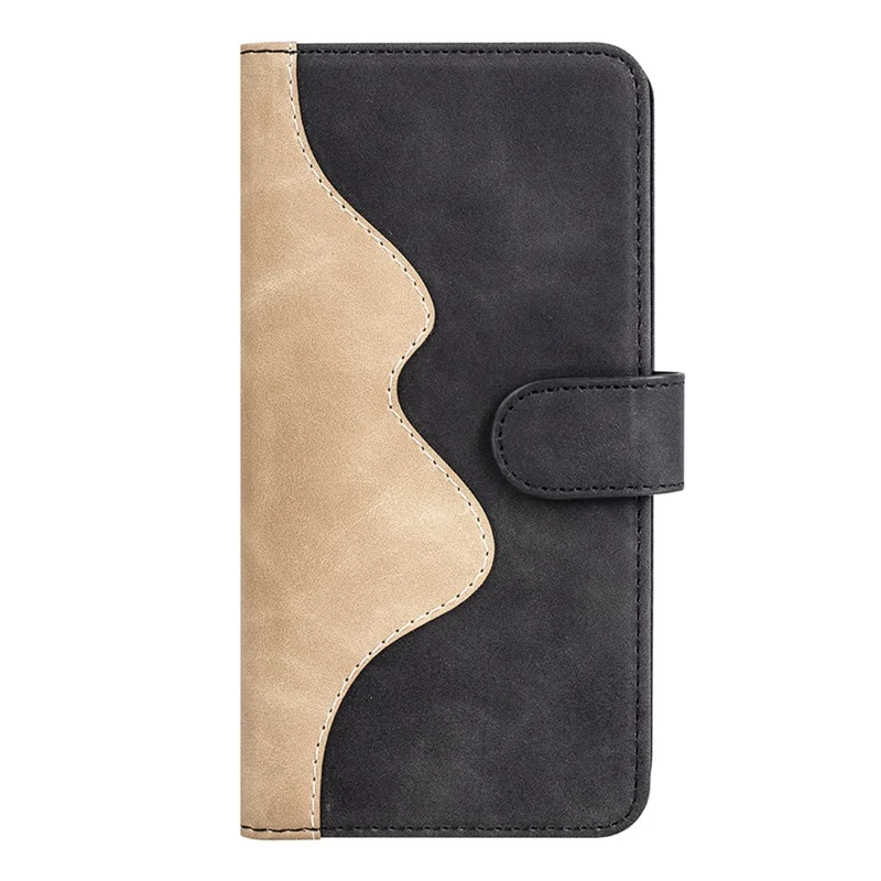 Protective Phone Case For Xiaomi 13 5G , Dual Color Splicing Flip Leather Wallet Stand Phone Cover - Black