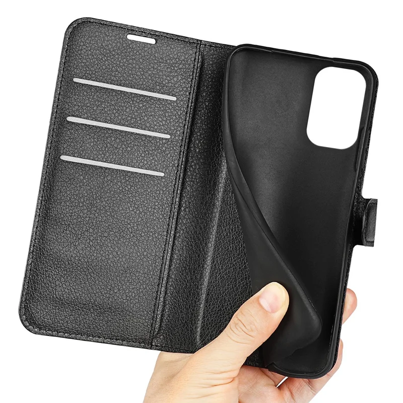 For Nokia X30 5G PU Leather Phone Case Litchi Texture Wallet Protective Phone Stand Cover - Black