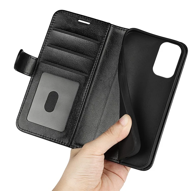 Anti-drop Phone Case For Nokia X30 5G , Flip Leather Wallet Stand Crazy Horse Texture Protective Cover - Black