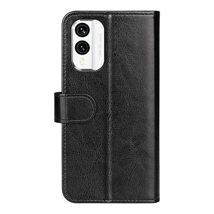 Anti-drop Phone Case For Nokia X30 5G , Flip Leather Wallet Stand Crazy Horse Texture Protective Cover - Black