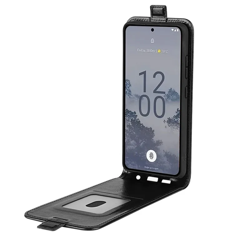 Étui de protection antichoc pour téléphone portable Nokia X30 5G, étui de protection vertical en cuir aspect peau de cheval avec fente pour carte - Noir