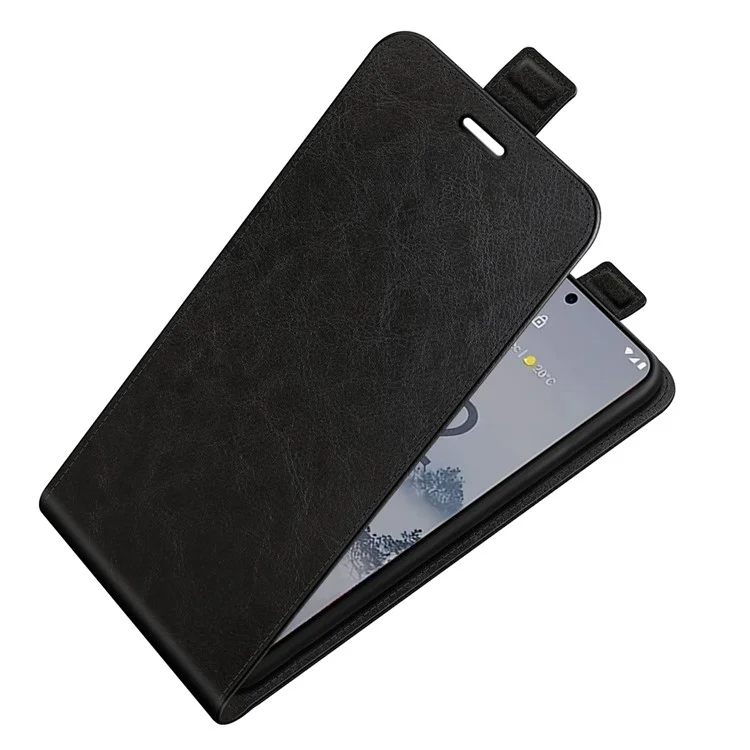 Étui de protection antichoc pour téléphone portable Nokia X30 5G, étui de protection vertical en cuir aspect peau de cheval avec fente pour carte - Noir