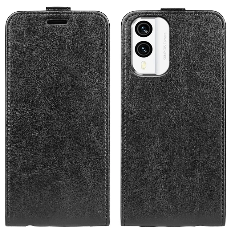 Étui de protection antichoc pour téléphone portable Nokia X30 5G, étui de protection vertical en cuir aspect peau de cheval avec fente pour carte - Noir