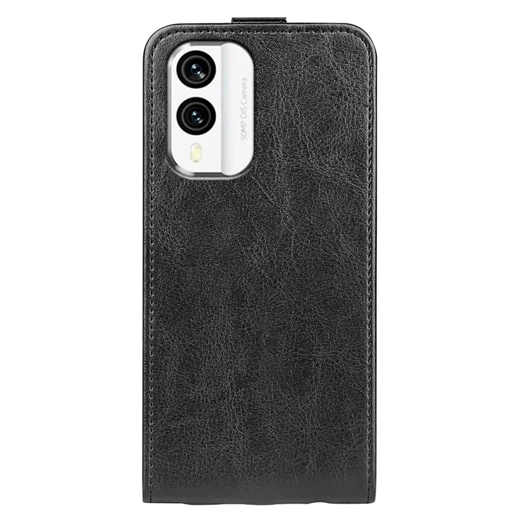 Étui de protection antichoc pour téléphone portable Nokia X30 5G, étui de protection vertical en cuir aspect peau de cheval avec fente pour carte - Noir
