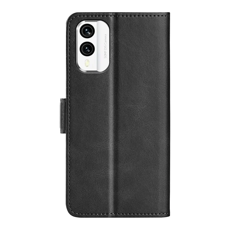 For Nokia X30 5G Shockproof Calf Texture Phone Cover Flip Leather Wallet Phone Case with Stand - Black
