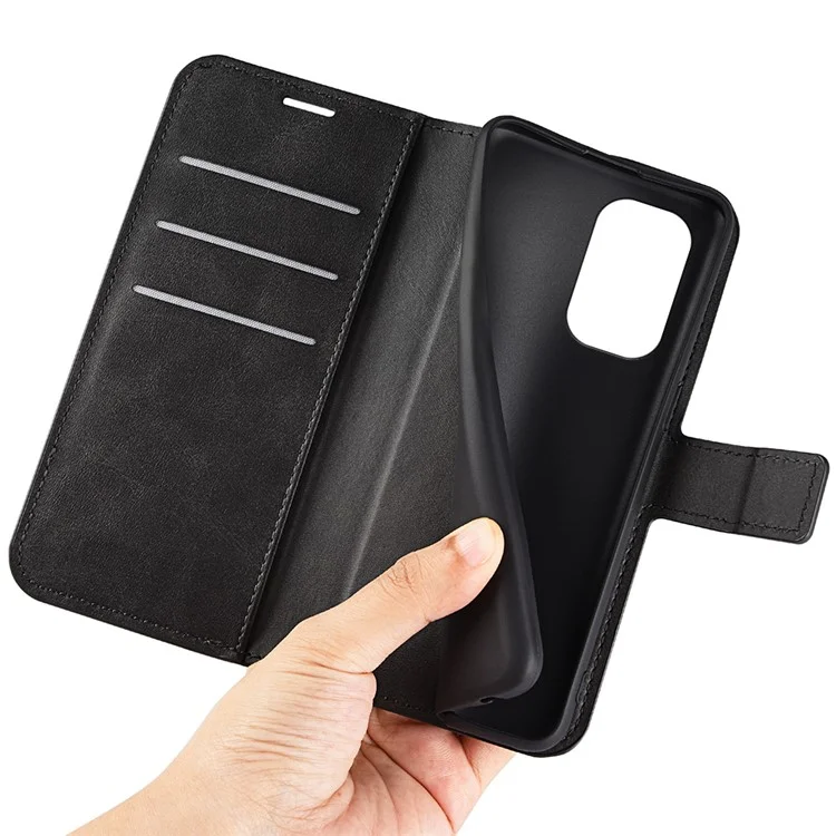 Pour Nokia X30 5G Anti-fall Mobile Phone Case Stand Wallet Calf Texture PU Leather Flip Phone Cover - Black
