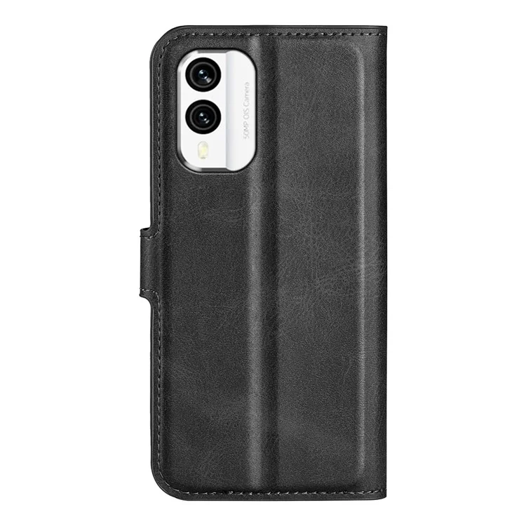 Pour Nokia X30 5G Anti-fall Mobile Phone Case Stand Wallet Calf Texture PU Leather Flip Phone Cover - Black