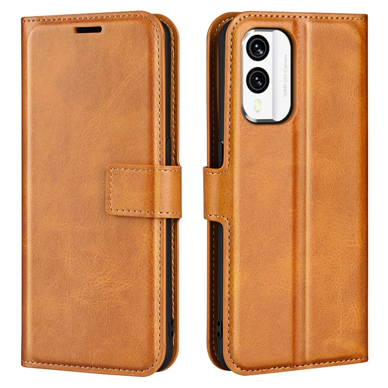 For Nokia X30 5G Anti-fall Mobile Phone Case Stand Wallet Calf Texture PU Leather Flip Phone Cover - Yellow