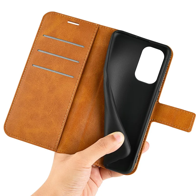 For Nokia X30 5G Anti-fall Mobile Phone Case Stand Wallet Calf Texture PU Leather Flip Phone Cover - Yellow
