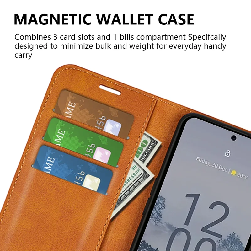 For Nokia X30 5G Anti-fall Mobile Phone Case Stand Wallet Calf Texture PU Leather Flip Phone Cover - Yellow