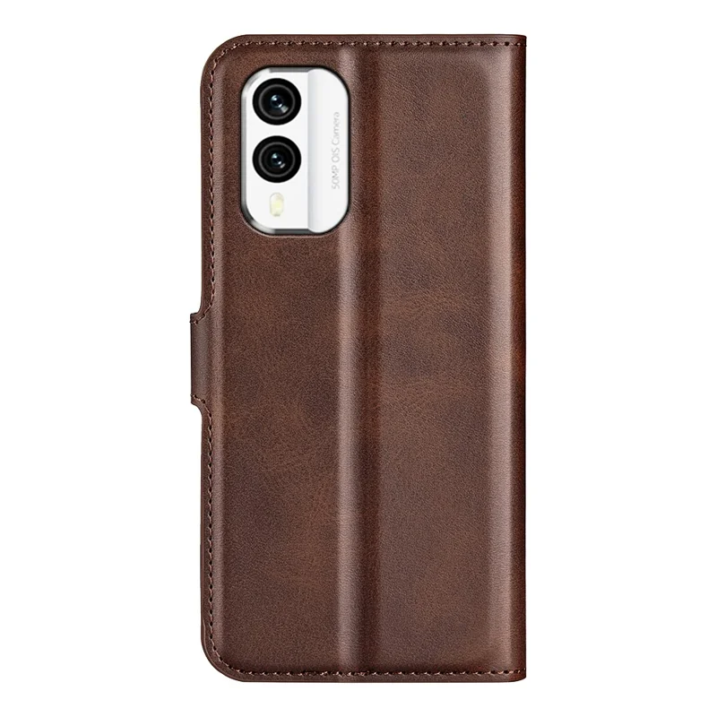 For Nokia X30 5G Anti-fall Mobile Phone Case Stand Wallet Calf Texture PU Leather Flip Phone Cover - Brown