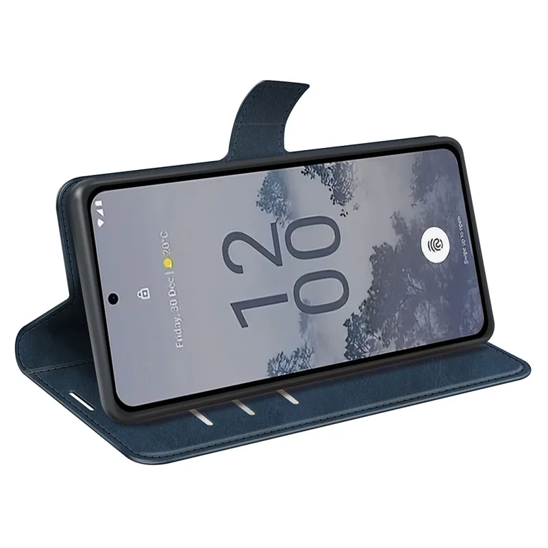 For Nokia X30 5G Anti-fall Mobile Phone Case Stand Wallet Calf Texture PU Leather Flip Phone Cover - Blue