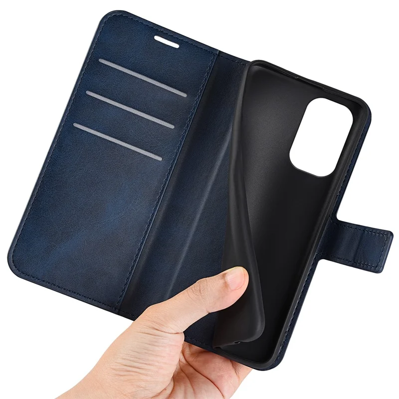 For Nokia X30 5G Anti-fall Mobile Phone Case Stand Wallet Calf Texture PU Leather Flip Phone Cover - Blue